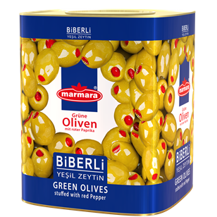 Whole Green Olives (with Red Pepper)